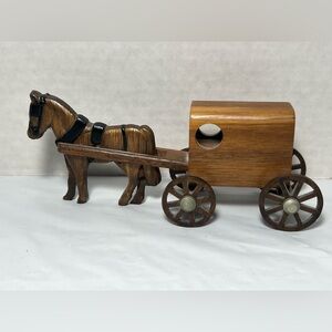 Handmade Wooden Amish Horse & Buggy Made in USA